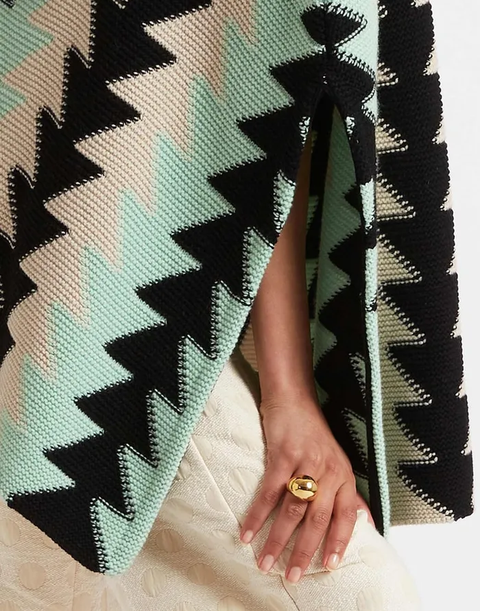 La Doublej Trine Cape Mint In Wool Intarsia Women Knitwear