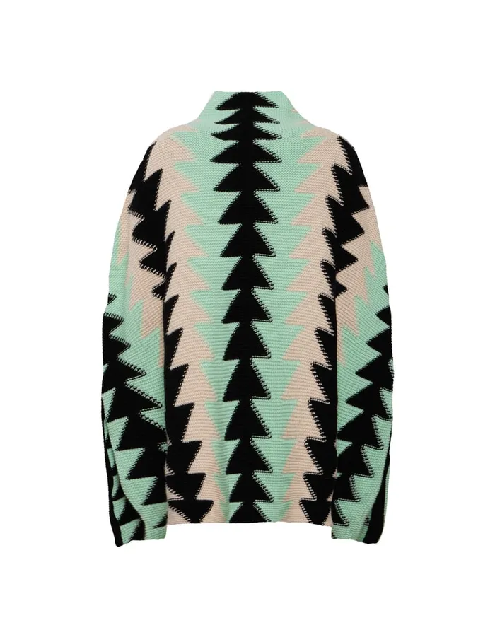 La Doublej Trine Cape Mint In Wool Intarsia Women Knitwear