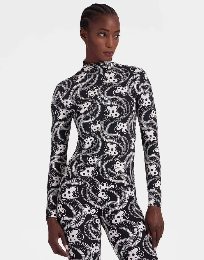 La Doublej Turtleneck Aperol Black and White In Skinny Jersey Women Loungewear