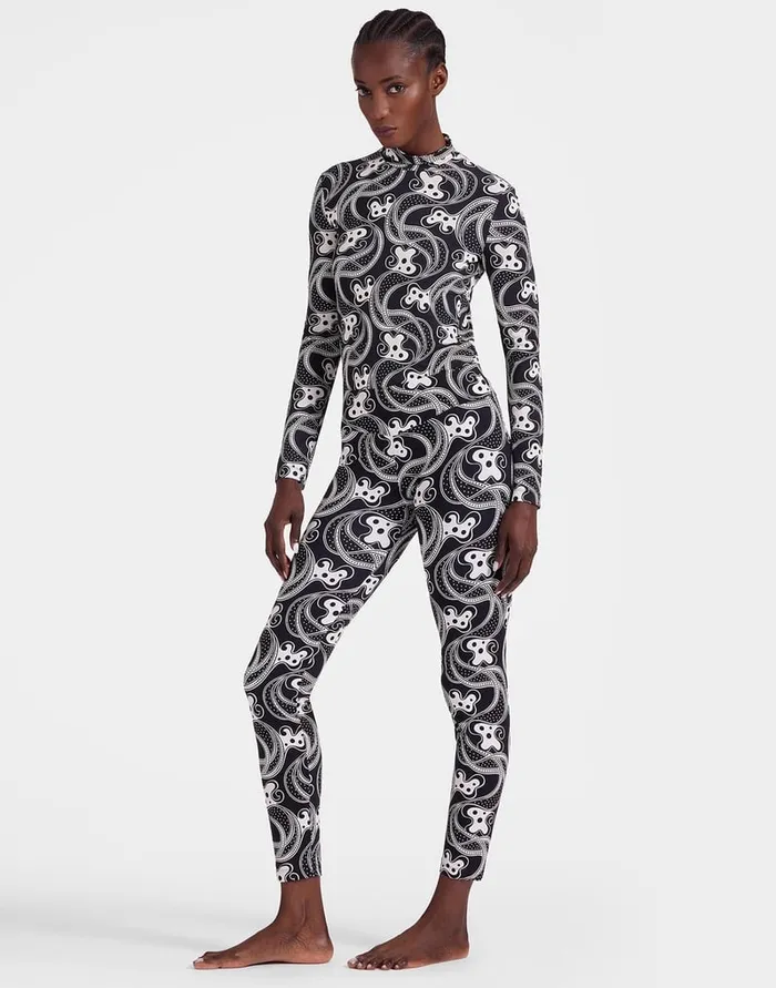 La Doublej Turtleneck Aperol Black and White In Skinny Jersey Women Loungewear