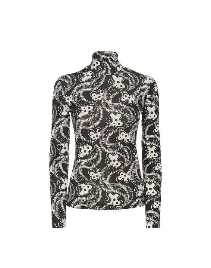La Doublej Turtleneck Aperol Black and White In Skinny Jersey Women Loungewear