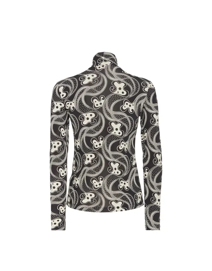 La Doublej Turtleneck Aperol Black and White In Skinny Jersey Women Loungewear