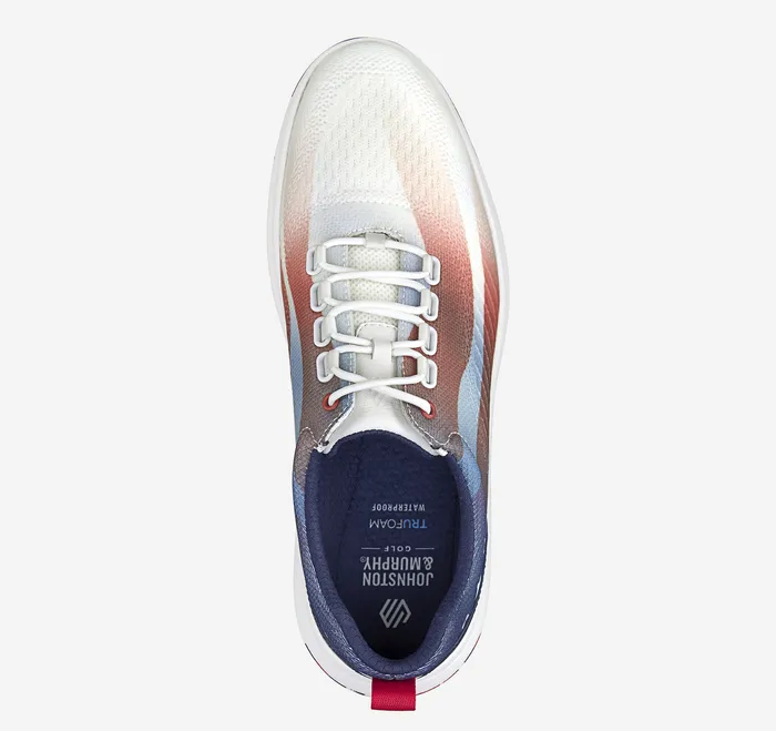 LaceUps Johnston and Murphy Men Amherst GL1 Sport Hybrid RedWhiteBlue Coated Knit