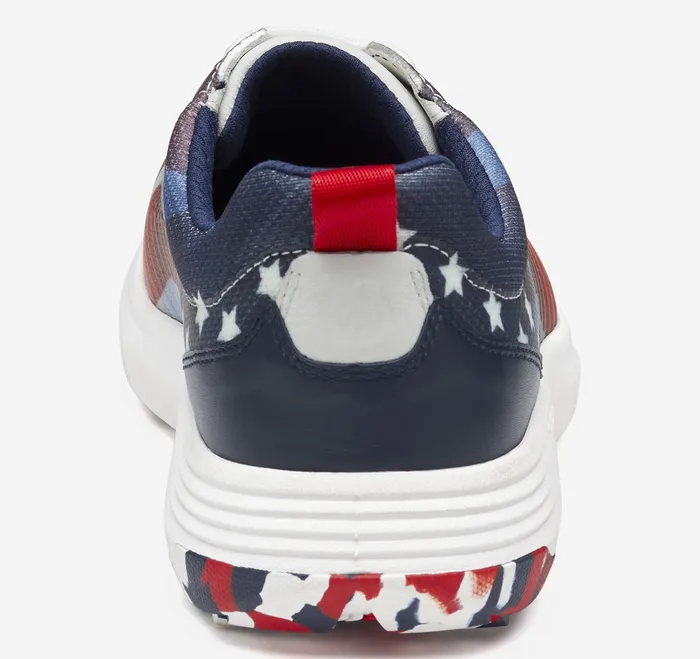 LaceUps Johnston and Murphy Men Amherst GL1 Sport Hybrid RedWhiteBlue Coated Knit