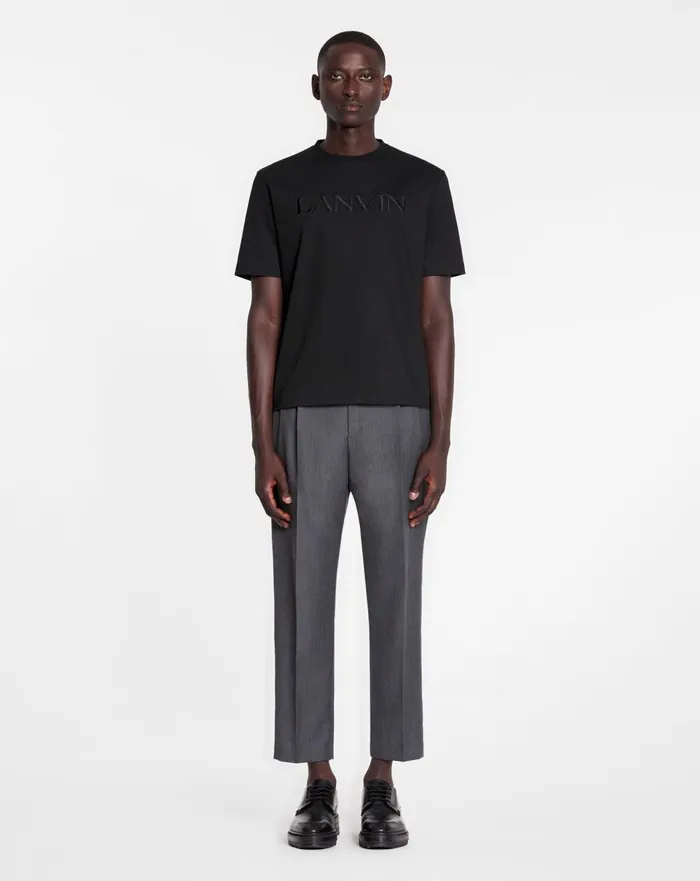 Lanvin Embroidered Tshirt Black Men Lanvin Tshirts and Polos