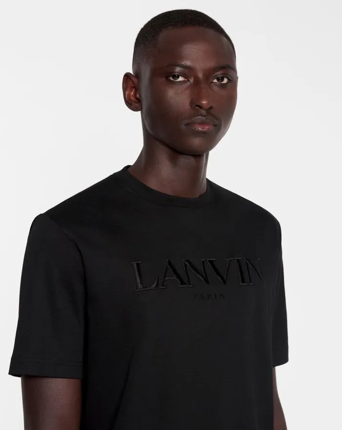 Lanvin Embroidered Tshirt Black Men Lanvin Tshirts and Polos