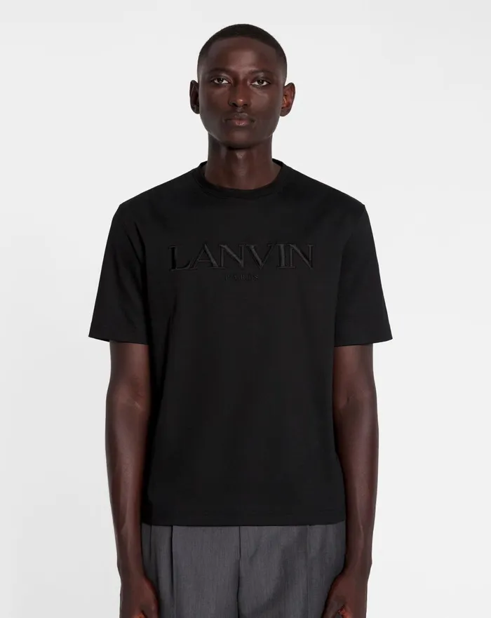 Lanvin Embroidered Tshirt Black Men Lanvin Tshirts and Polos