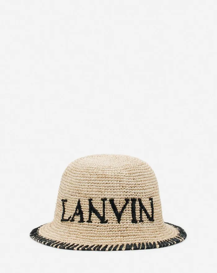 Lanvin Raffia Bucket Hat Naturalblack Women Lanvin Hats