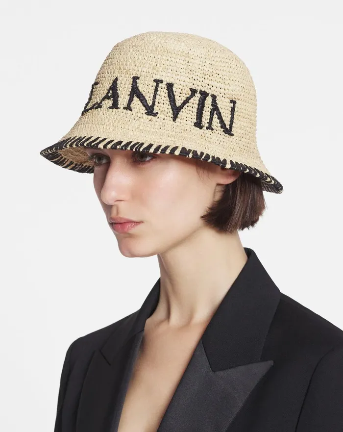 Lanvin Raffia Bucket Hat Naturalblack Women Lanvin Hats Lanvin Raffia Bucket Hat Naturalblack Women Lanvin Hats