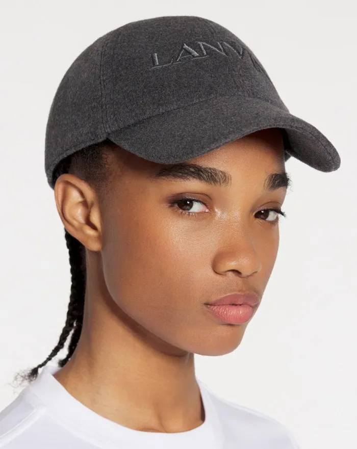 Lanvin Wool Cap Dark Grey Women Lanvin Hats