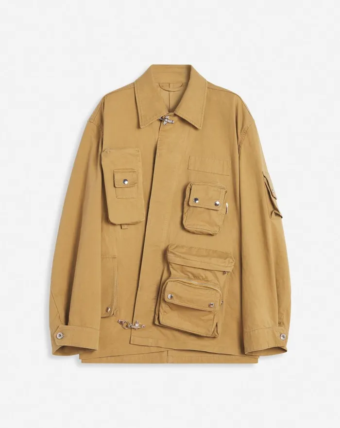 Lanvin X Future Asymmetrical Utility Jacket Sand Men Lanvin Coats and Jackets