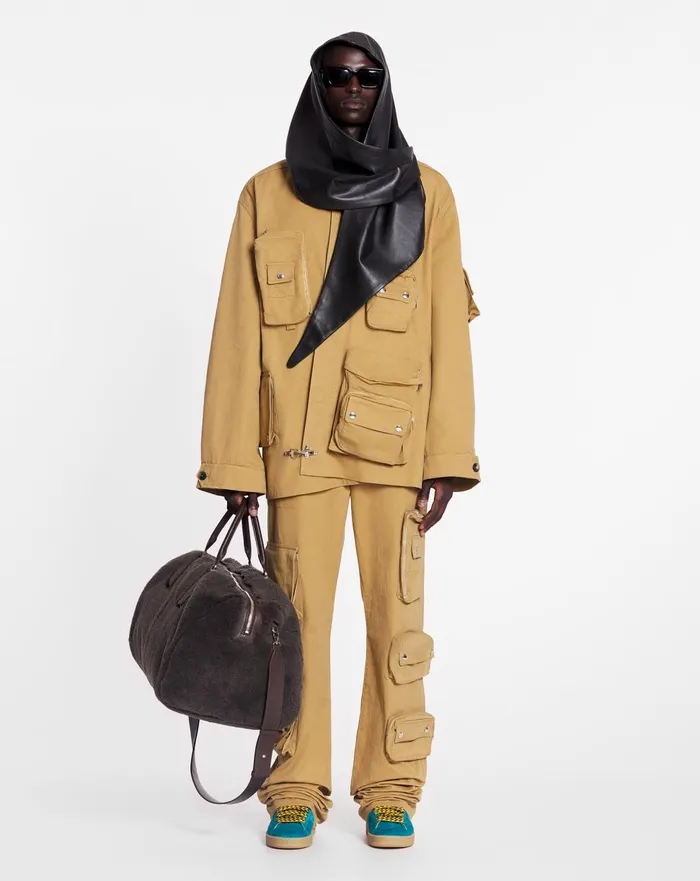 Lanvin X Future Asymmetrical Utility Jacket Sand Men Lanvin Coats and Jackets