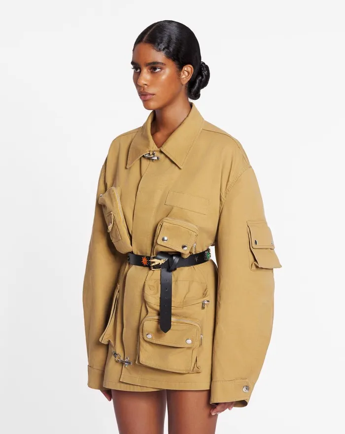 Lanvin X Future Asymmetrical Utility Jacket Sand Men Lanvin Coats and Jackets