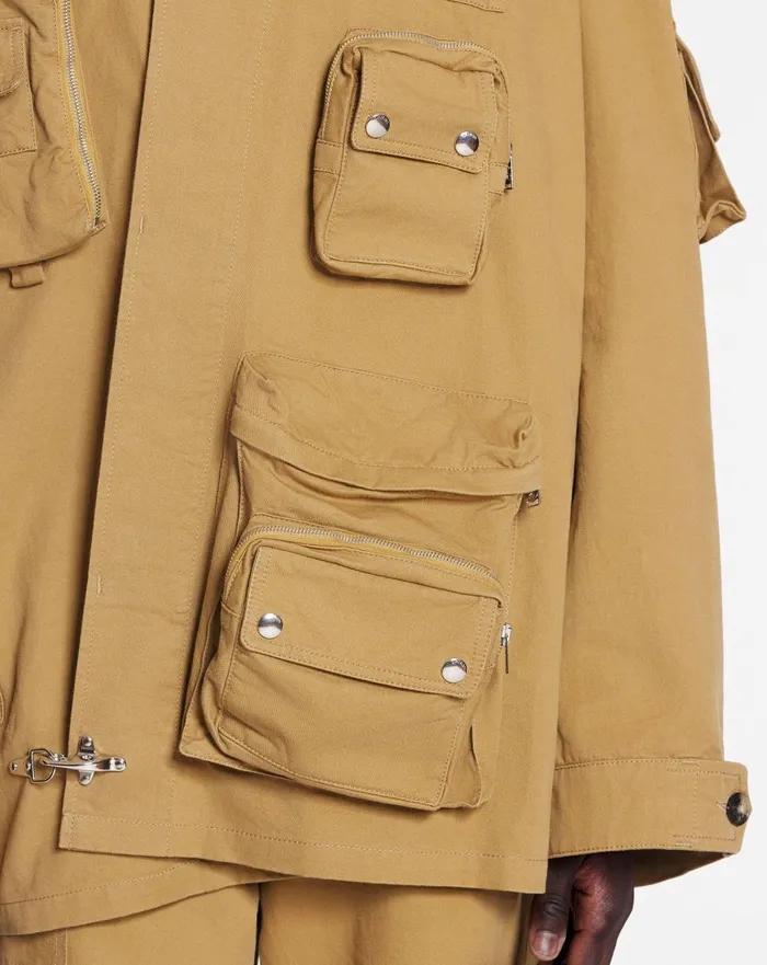 Lanvin X Future Asymmetrical Utility Jacket Sand Men Lanvin Coats and Jackets