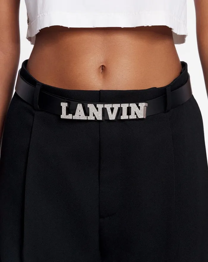 Lanvin X Future Leather Belt With Rhinestones Black Women Lanvin Belts