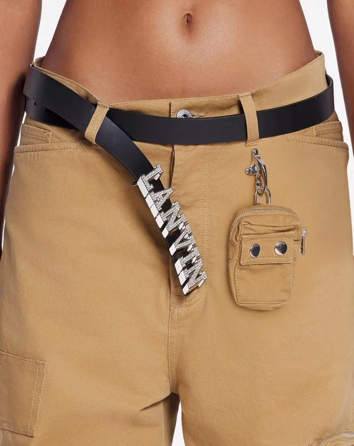 Lanvin X Future Leather Belt With Rhinestones Black Women Lanvin Belts