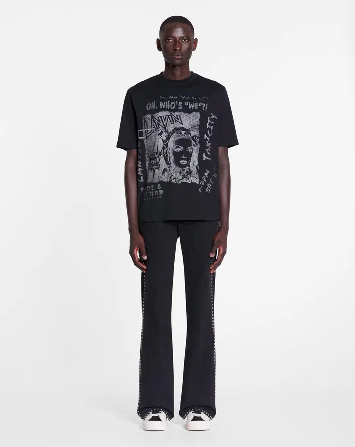 Lanvin X Future Studded Flared Pants For Men Black Men Lanvin Pants and Shorts Lanvin X Future Studded Flared Pants For Men Black Men Lanvin Pants and Shorts