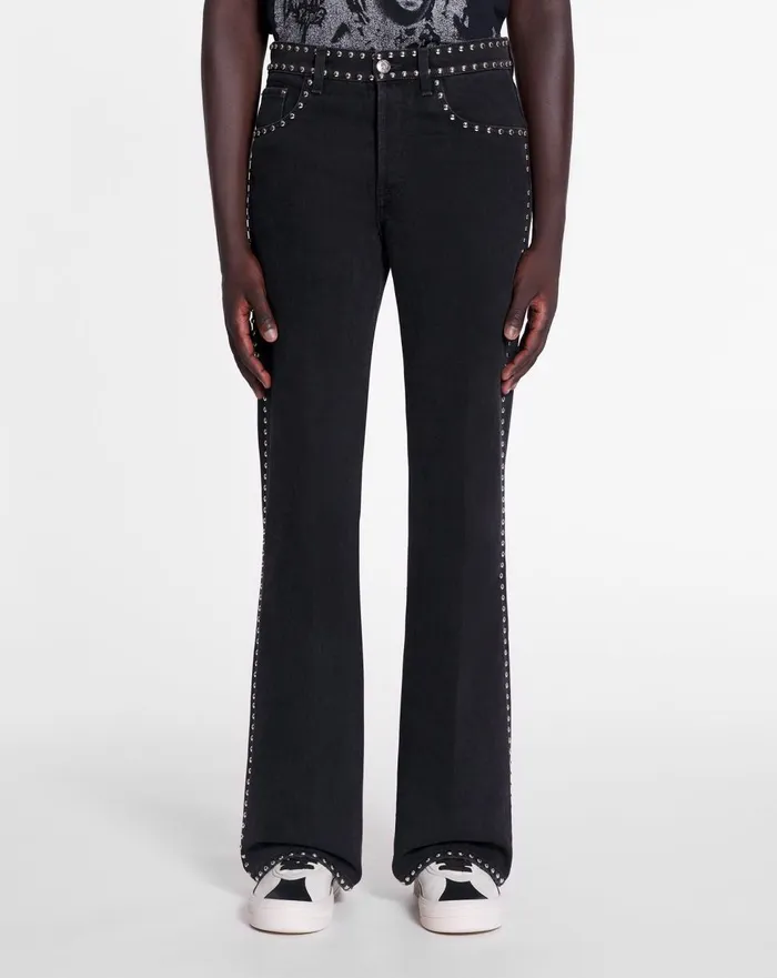 Lanvin X Future Studded Flared Pants For Men Black Men Lanvin Pants and Shorts Lanvin X Future Studded Flared Pants For Men Black Men Lanvin Pants and Shorts