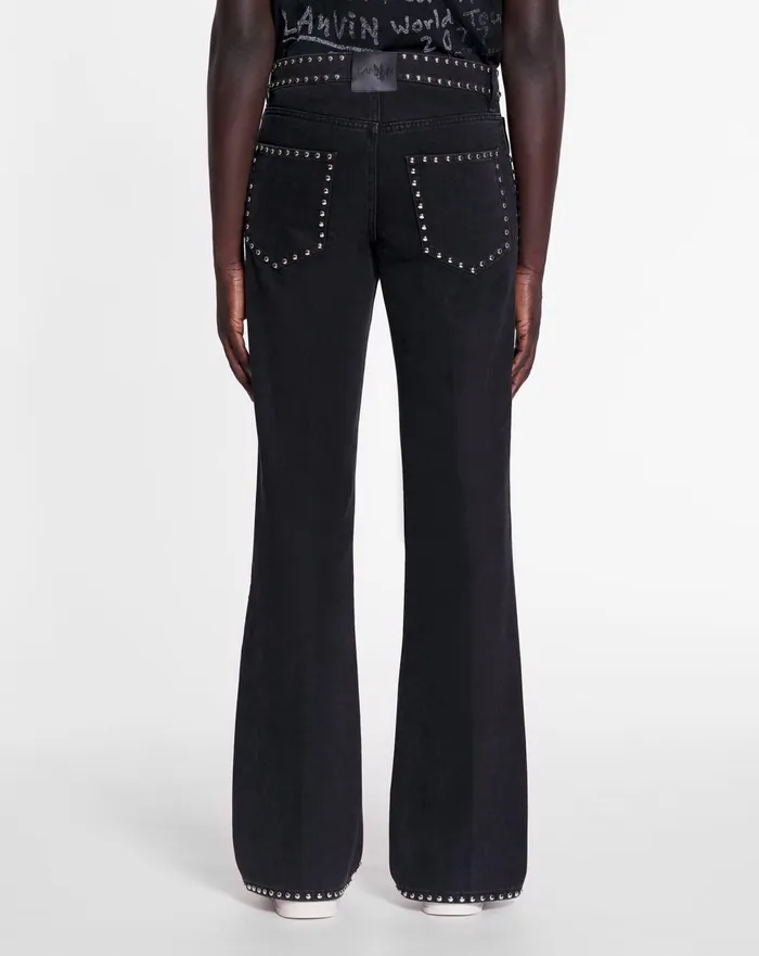 Lanvin X Future Studded Flared Pants For Men Black Men Lanvin Pants and Shorts Lanvin X Future Studded Flared Pants For Men Black Men Lanvin Pants and Shorts