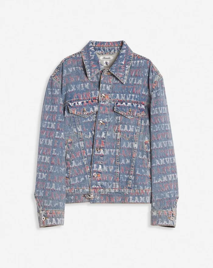 Lanvin X Future Unisex Asymmetrical Printed Jacket Light Blue Women Lanvin Coats and Jackets