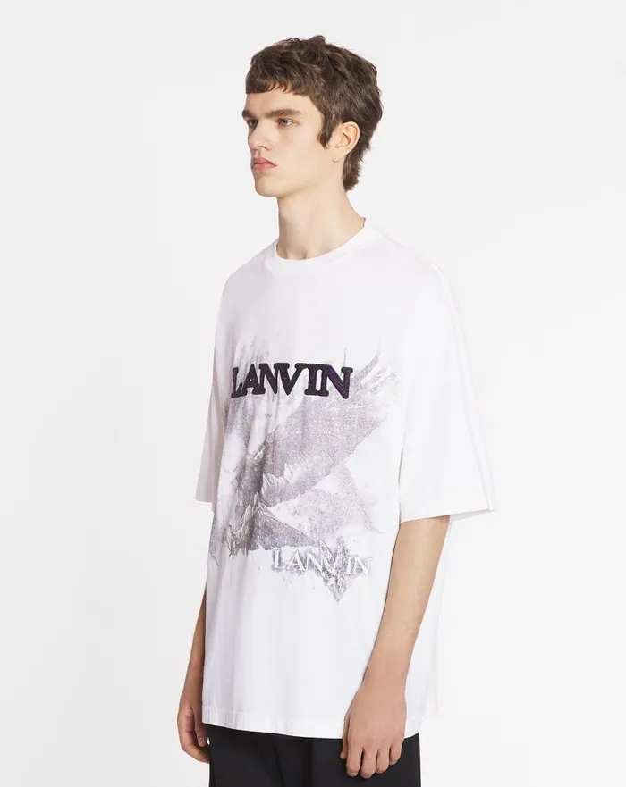 Lanvin X Future Unisex Eagle Print Loosefit Tshirt White Mustangblack Men Lanvin Coats and Jackets Lanvin X Future Unisex Eagle Print Loosefit Tshirt White Mustangblack Men Lanvin Coats and Jackets