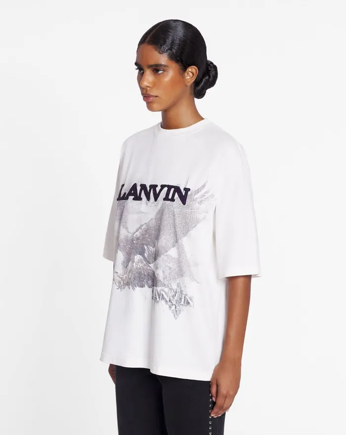 Lanvin X Future Unisex Eagle Print Loosefit Tshirt White Mustangblack Men Lanvin Coats and Jackets Lanvin X Future Unisex Eagle Print Loosefit Tshirt White Mustangblack Men Lanvin Coats and Jackets