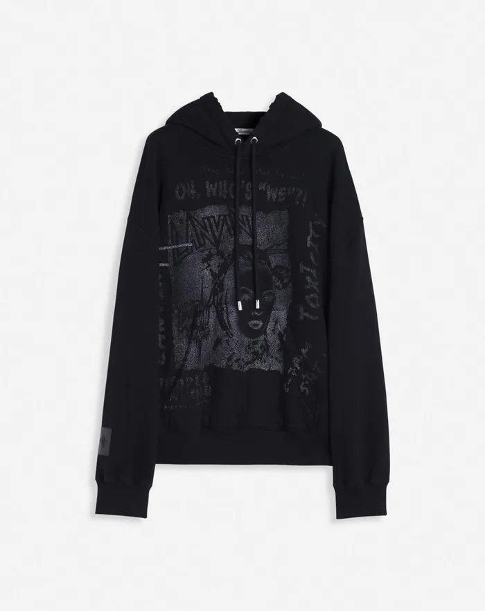 Lanvin X Future Unisex Loosefit Printed Hoodie Black Women Lanvin TShirts and Sweatshirts