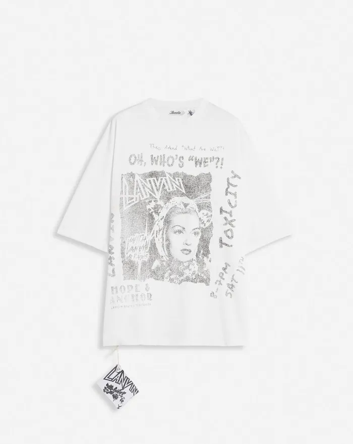 Lanvin X Future Unisex Loosefit Printed Tshirt White Mustang Men Lanvin Coats and Jackets