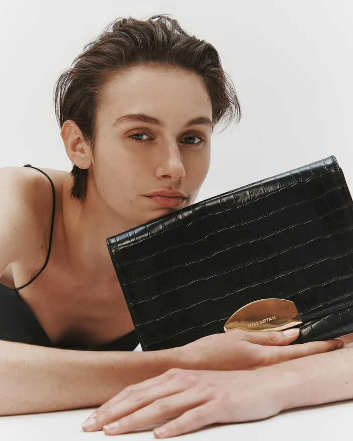 LE AGNES CLUTCH Black And Gold Handbags Nili Lotan Women