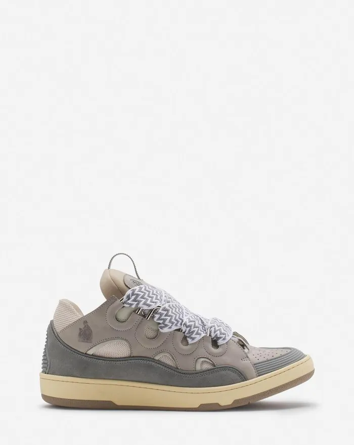 Leather Curb Sneakers Grey 2 Men Lanvin Curb