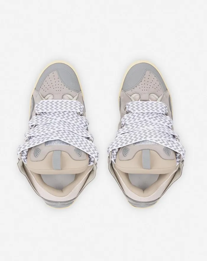 Leather Curb Sneakers Grey 2 Men Lanvin Curb