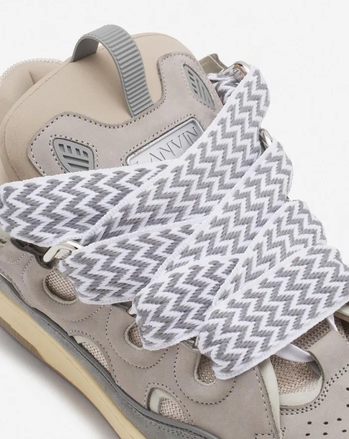 Leather Curb Sneakers Grey 2 Men Lanvin Curb