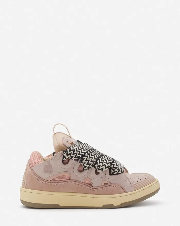Leather Curb Sneakers Pink Women Lanvin Curb