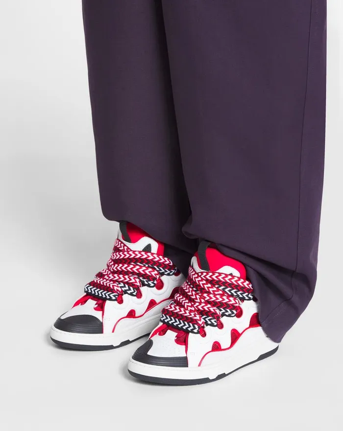 Leather Curb Sneakers Redwhite Women Lanvin Sneakers Leather Curb Sneakers Redwhite Women Lanvin Sneakers