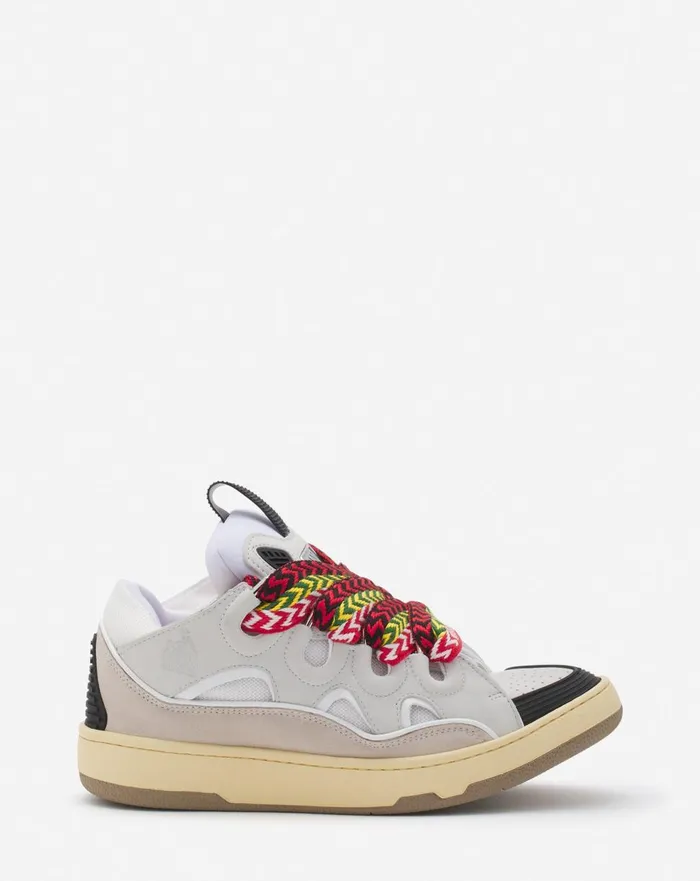 Leather Curb Sneakers White Women Lanvin Curb