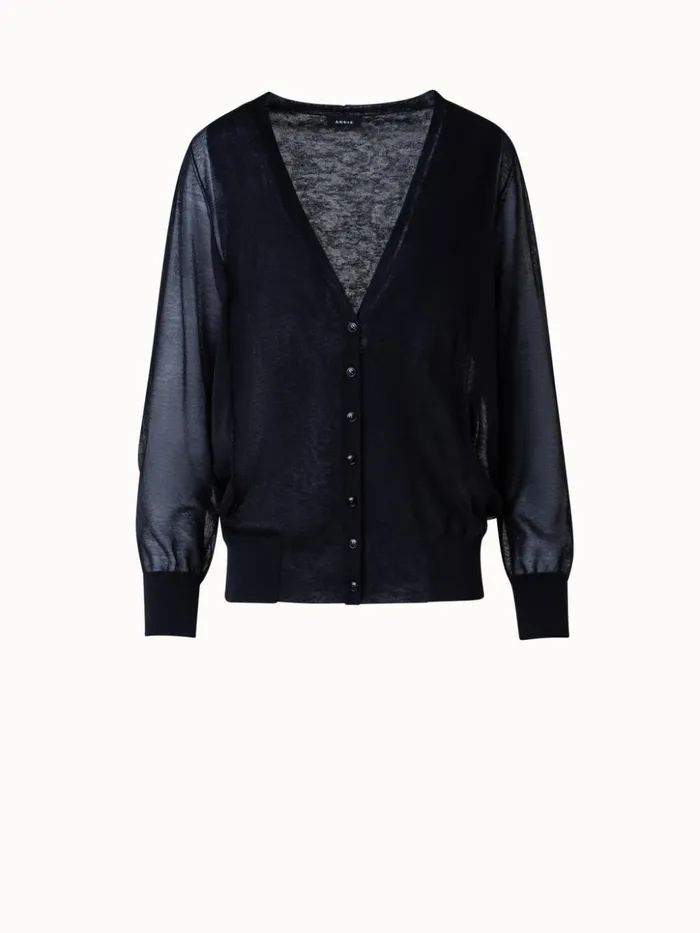 Light Cardigan In Cotton Blend Black Women Akris Knitwear