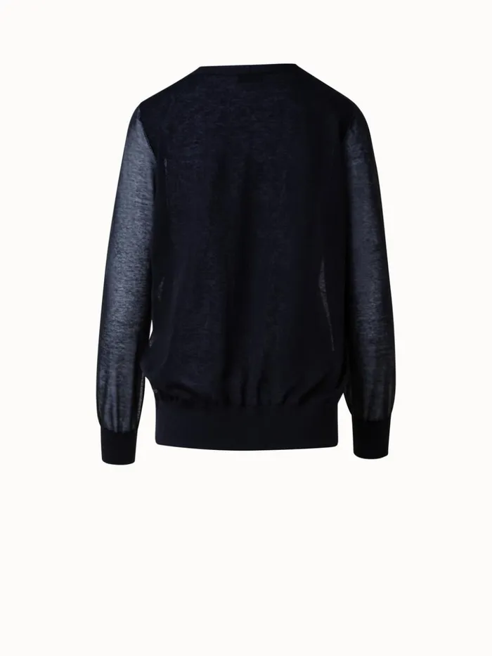 Light Cardigan In Cotton Blend Black Women Akris Knitwear
