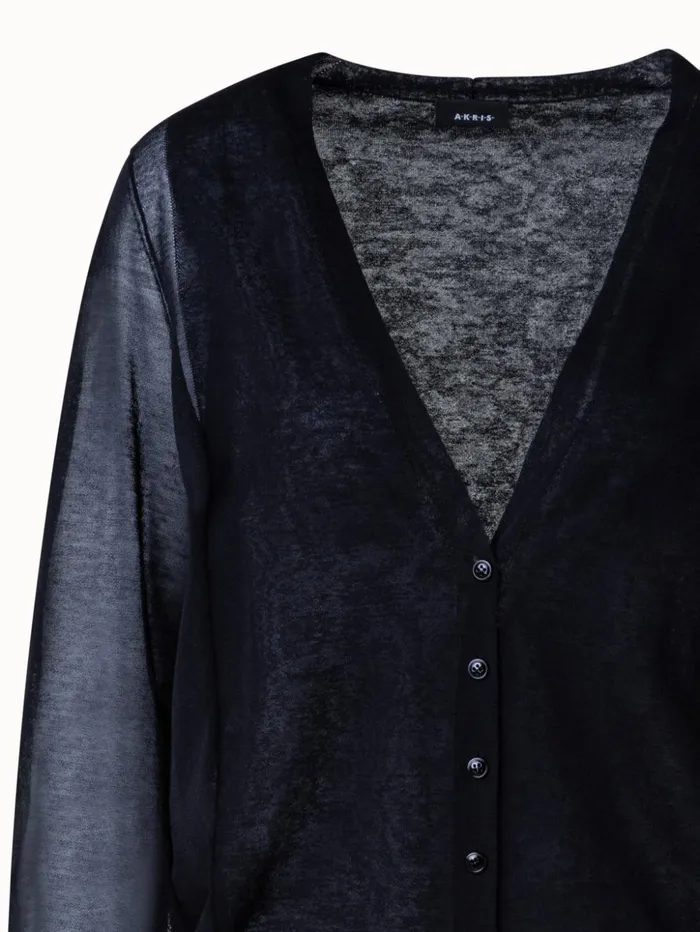 Light Cardigan In Cotton Blend Black Women Akris Knitwear