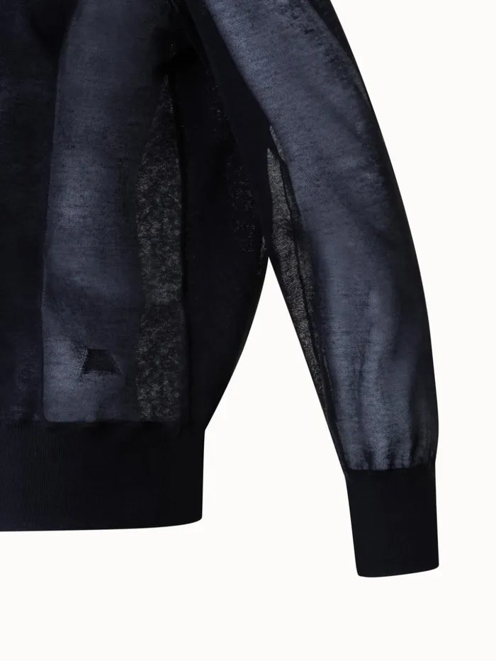Light Cardigan In Cotton Blend Black Women Akris Knitwear