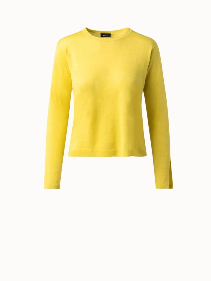 Linen Cashmere Silk Boxy Knit Pullover Mimosa Women Akris Cashmere