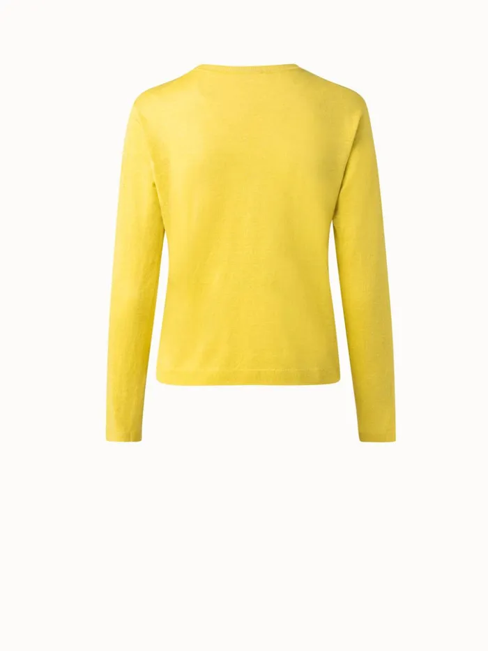 Linen Cashmere Silk Boxy Knit Pullover Mimosa Women Akris Cashmere