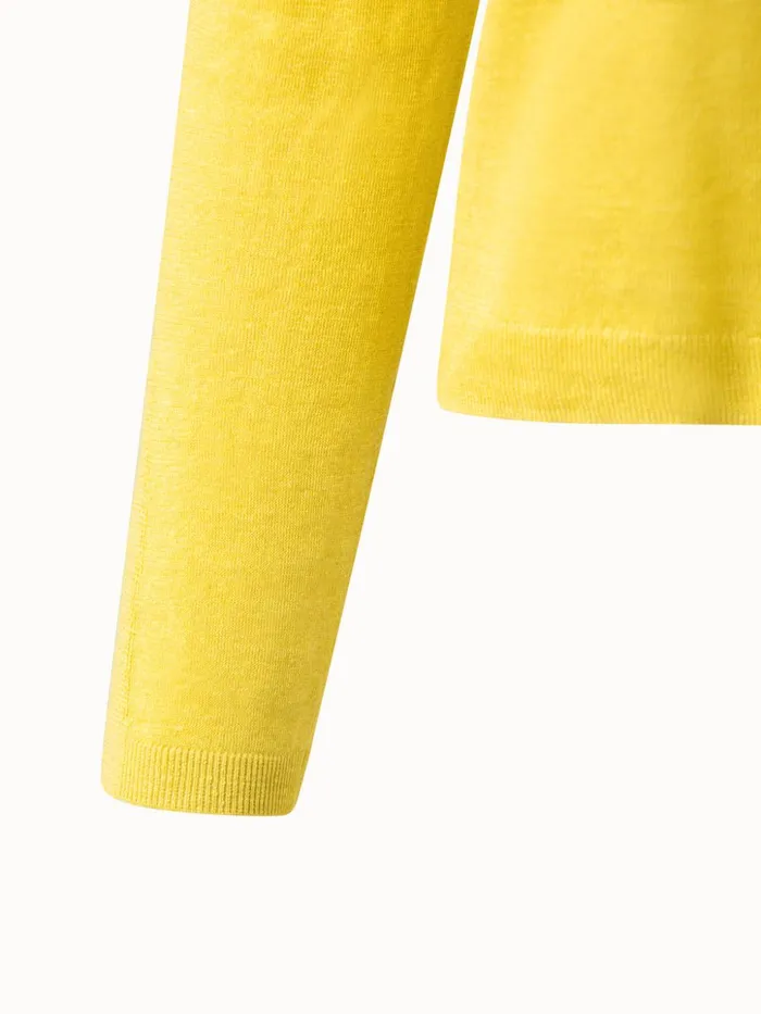 Linen Cashmere Silk Boxy Knit Pullover Mimosa Women Akris Cashmere