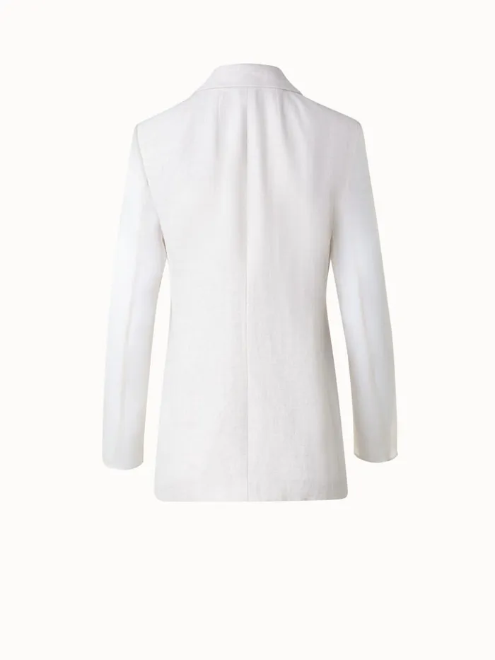 Linen Jacket With SemiSheer Organza Sleeves Greige Women Akris Jackets