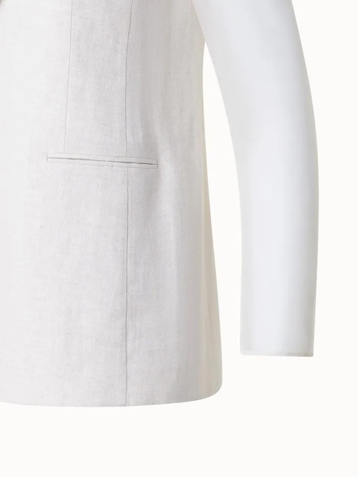Linen Jacket With SemiSheer Organza Sleeves Greige Women Akris Jackets