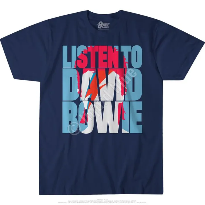 Liquid Blue Athletic TShirt Men Listen To Bowie Navy Athletic TShirt