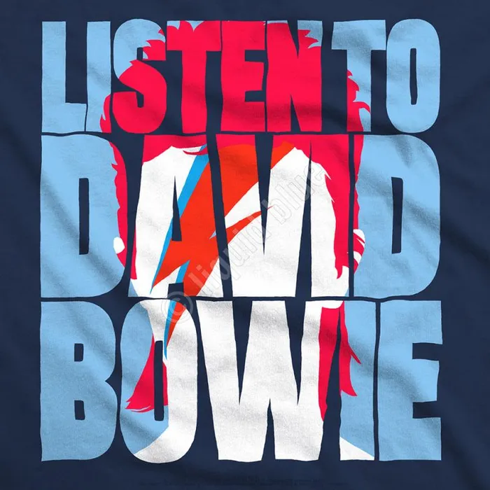 Liquid Blue Athletic TShirt Men Listen To Bowie Navy Athletic TShirt