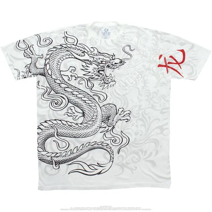 Liquid Blue Athletic TShirt Men White Dragon White Athletic TShirt