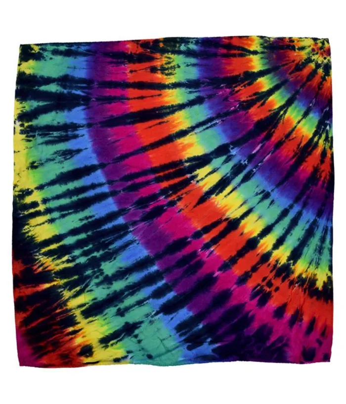 Liquid Blue Bandanas Accessories Rainbow Spiral Streak TieDye Bandana