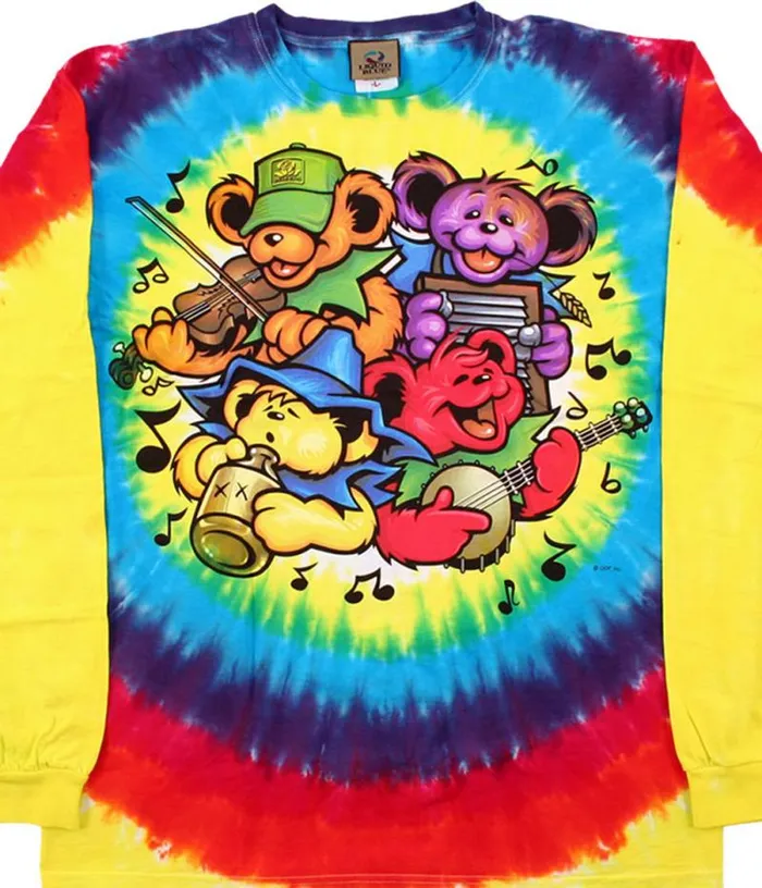 Liquid Blue Long Sleeve Men Bear Jamboree TieDye Long Sleeve TShirt