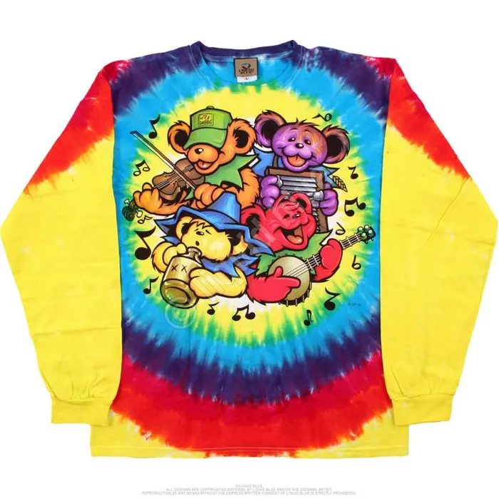 Liquid Blue Long Sleeve Men Bear Jamboree TieDye Long Sleeve TShirt